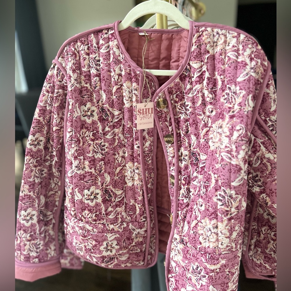 Mauve pink quilted jacket